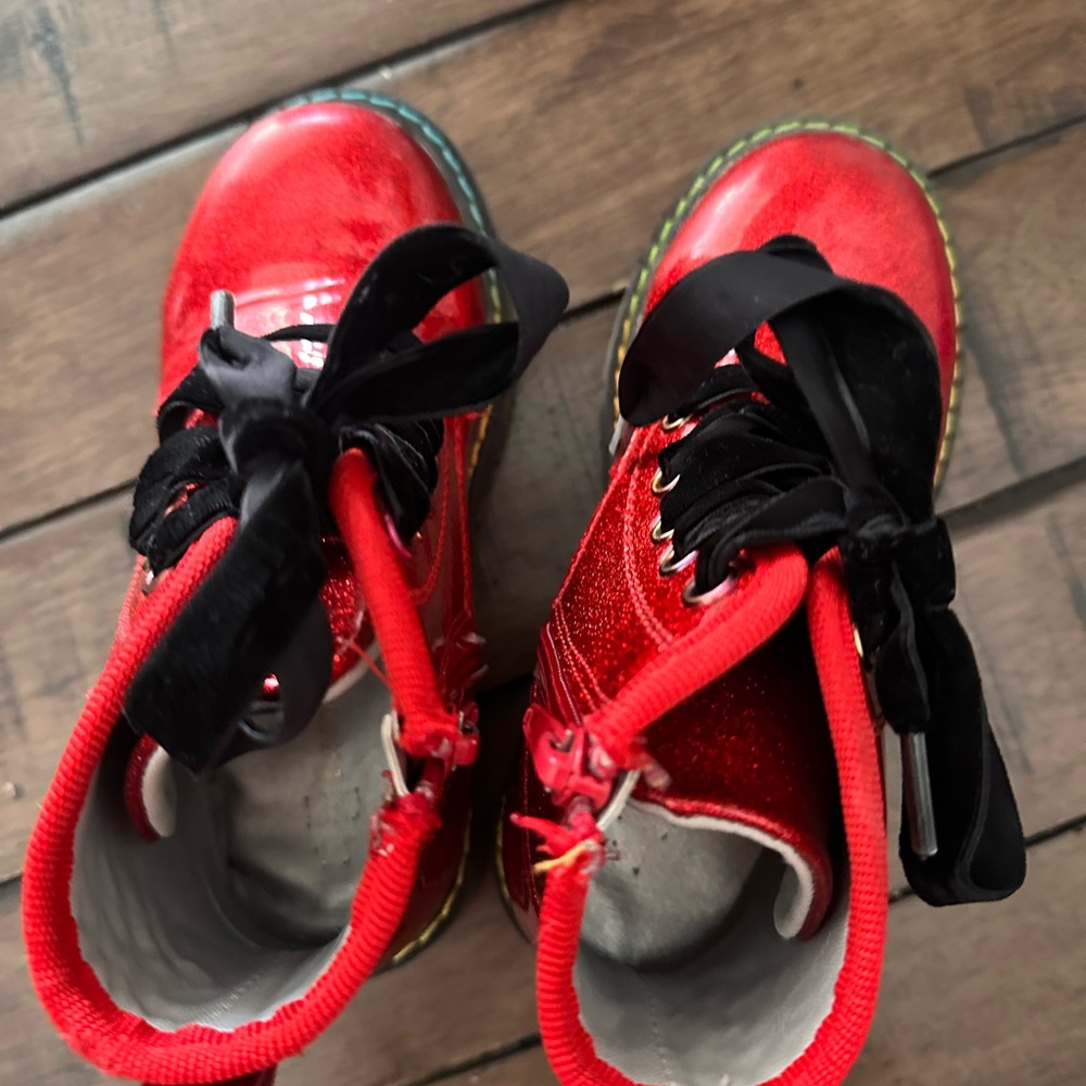 Kids Red Sparkle Ankle Boots - 11T - Picture 5 of 8